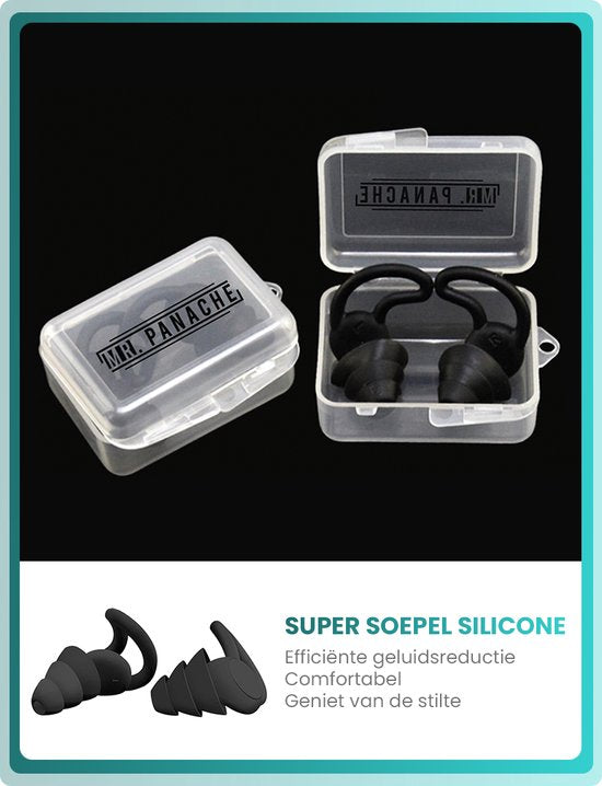 MR. Bouchons d'oreille PANACHE - Bouchons d'oreille pour le sommeil - Anti-ronflement - Bouchons d'oreille - Bouchons d'oreille pour le sommeil - Bouchons d'oreille insonorisés - Silicone sans BPA - Haute réduction du bruit (35dB) - Noir