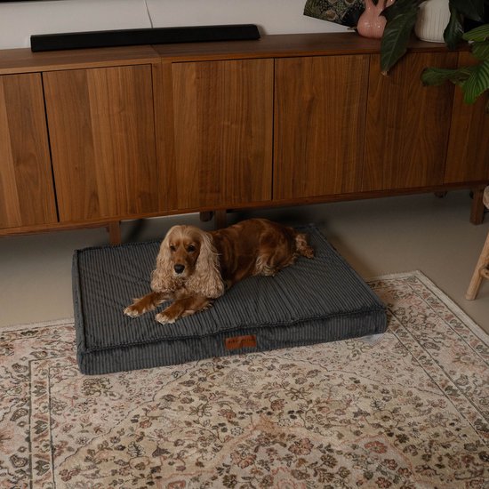 By Cee Cee Coussin orthopédique pour chien - Panier orthopédique pour chien - Royal Collection Dog Bed - Ribbed Fabric - Grey - 100x70 - Bubble Foam