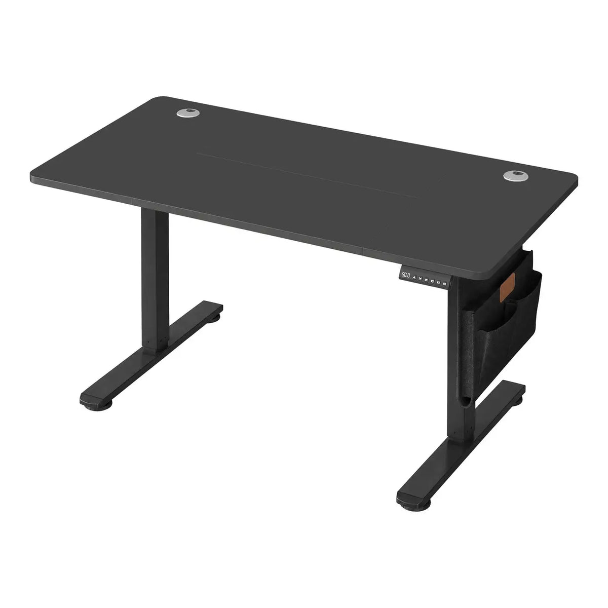 Bureau réglable en hauteur Ochama, 140 x 60 cm, avec fonction mémoire et port USB-C, noir