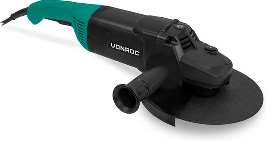 VONROC PRO Meuleuse d'angle - 2600W - Ø230mm - démarrage progressif - pour la pierre, le béton et l'acier - poignée latérale incluse - câble de 3 mètres