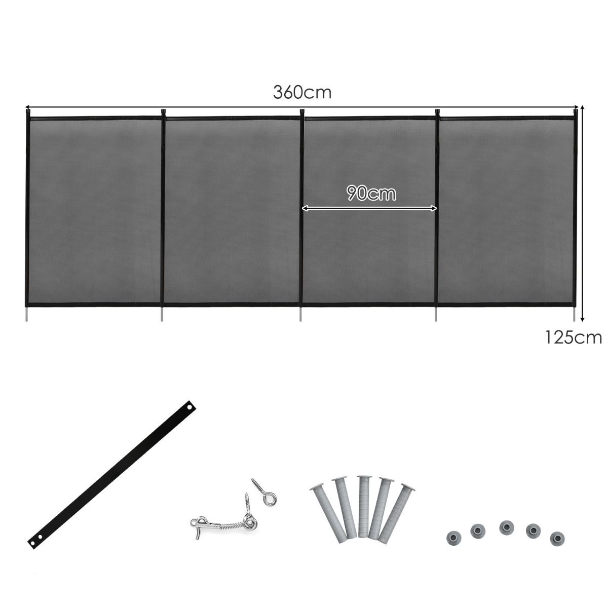 Barrière de piscine Coast pour enfants - Barrière de sécurité pour jardin et piscine - Barrière pour bassin - 360 x 125 cm