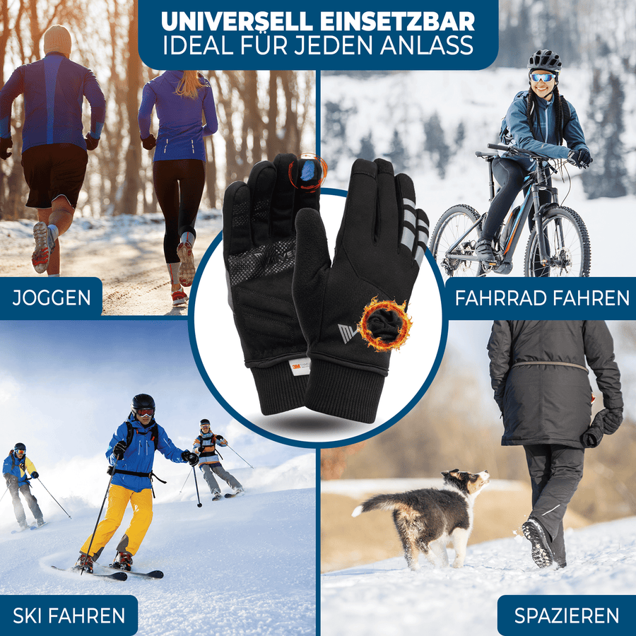 MIVELO THERMO-FIT Gants d'hiver - Polaire thermique & 3M Thinsulate - Noir - Unisexe - Taille L