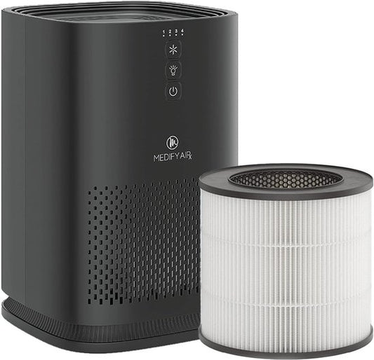 Purificateur d'air Medify Air MA-14 – 70 m³/h – Filtre HEPA H13 – 3 modes + mode veille – Jusqu'à 28 m² par heure – Contre le rhume des foins, les acariens et les allergies – Blanc