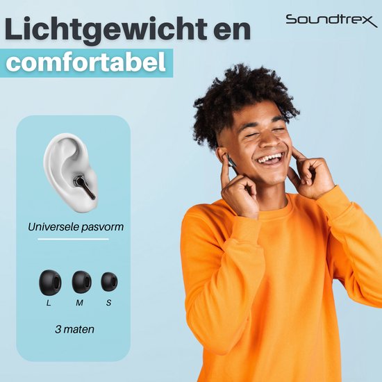 Écouteurs sans fil Soundtrex Display - Écouteurs Bluetooth - Écouteurs sans fil - Suppression active du bruit - Écran LED - Bluetooth 5.3 - Noir