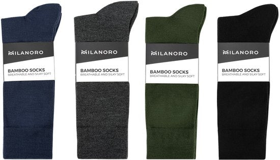Milanoro - 12 paires de chaussettes en bambou doux pour femmes et hommes - Couleurs foncées - 39-42