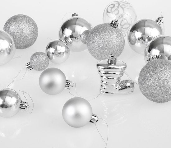 Boules de Noël - 102 pièces - Argent