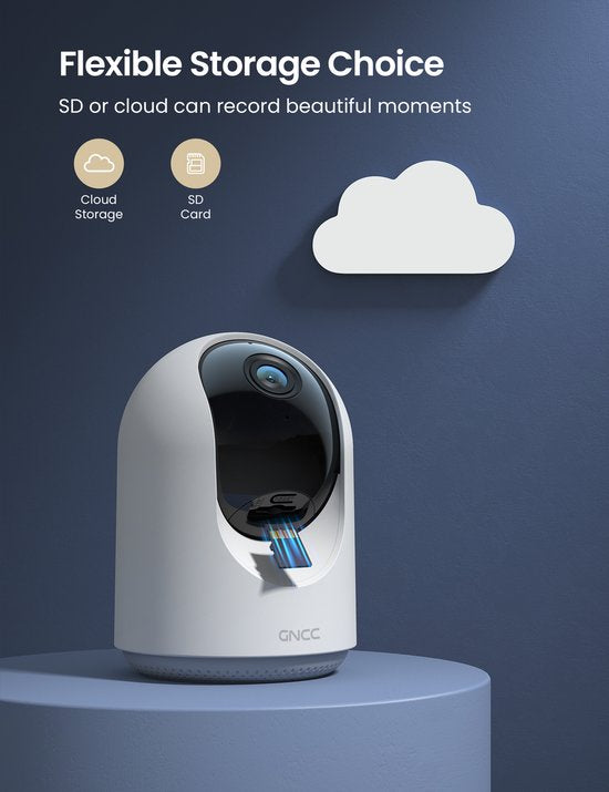 GNCC P1 : babyphone Wi-Fi avec caméra - Avec application - 1080p - Audio bidirectionnel - Vision nocturne infrarouge puissante - Détection de mouvement - Sirène - Blanc