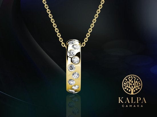 Yolora Ladies Necklace with Pendant - Kalpa Camaka Crystals - Gold Colour - 18K Yellow Gold Plated - Women's Necklace Gold - Jewellery - Necklace - Luxury Gift Box - Gift Box - Exclusive Gift Box - Beautiful Gift Packaging
