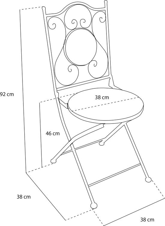 Chaises de bistrot AXI Amélie – Pliantes – Noir/blanc – Chaises de jardin pliantes en métal – Dossier haut – Lot de 2 pièces – Effet mosaïque – Incrustations de carreaux de céramique – Capacité de charge de 150 kg – Jardin, terrasse ou balcon