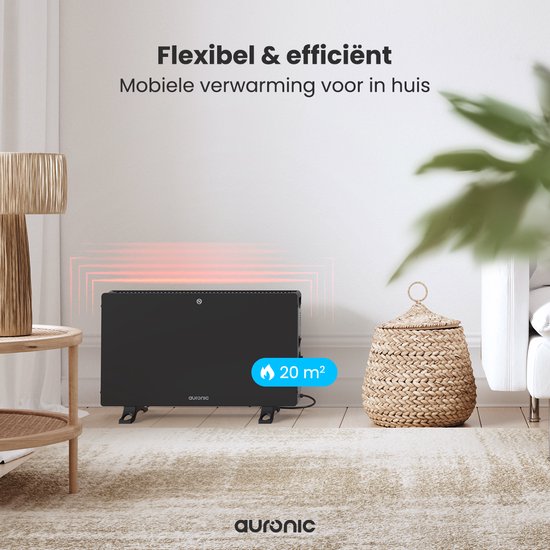 Auronic Convecteur - 2000W - Chauffage électrique - Chambre, salon ou maison - Chauffage - Noir