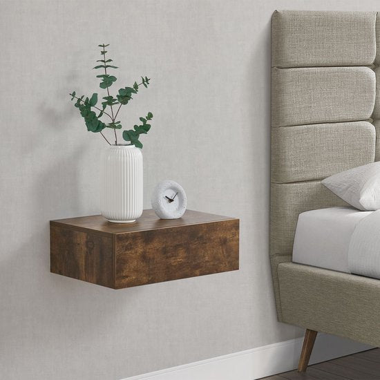 Table de nuit flottante - Couleur bois - Tiroir inclus - Lot de 2