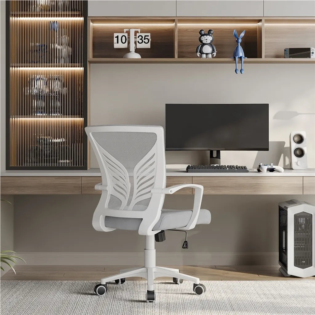Yaheetech Siège de bureau - Ergonomique - Gris clair - Réglable