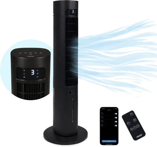 Princess Smart Aircooler – Application et télécommande - Refroidisseur d'air – Réservoir d'eau de 3 L – 3 modes d'oscillation – 60 W – 358670 - Noir