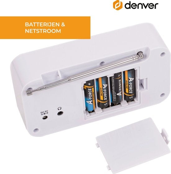 Denver DAB Radio - Radio de cuisine - Radio FM - Radio portable - Batteries et secteur - DAB42 - Blanc