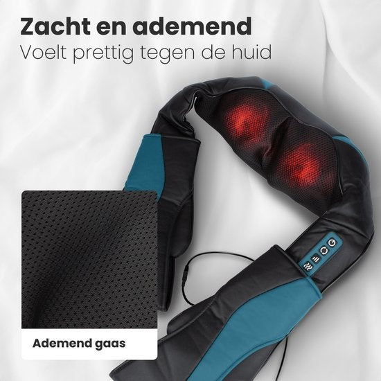 Auronic Shiatsu Massage Cushion - Appareil de massage électrique pour la nuque - Appareils de massage - Nuque et épaules - Infrarouge - Mallette de transport incluse - Noir/Bleu