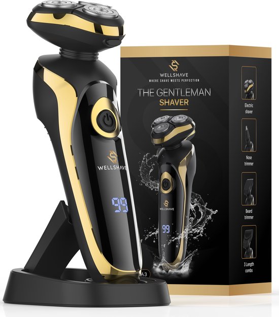 Wellshave 4 in 1 Shaver Elite - Rasoir pour hommes - avec tondeuse et pince à nez - Rasoir électrique - Rasage - Tondeuse à barbe