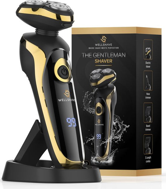 Wellshave 4 in 1 Shaver Elite - Rasoir pour hommes - avec tondeuse et pince à nez - Rasoir électrique - Rasage - Tondeuse à barbe
