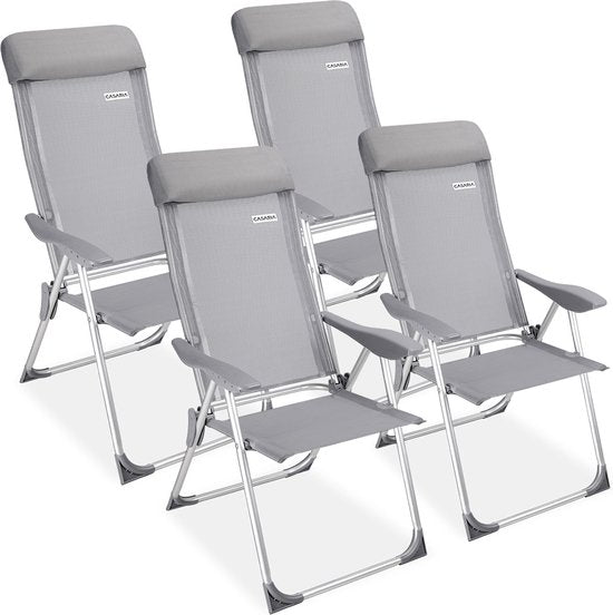 Chaise de jardin Casaria Aluminium - 4 pièces réglables - Gris