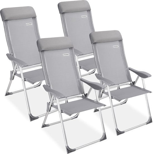 Chaise de jardin Casaria Aluminium - 4 pièces réglables - Gris