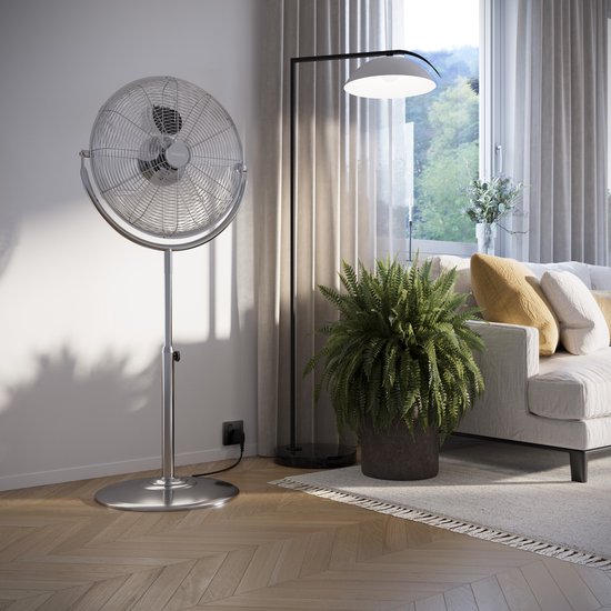 Ventilateur sur pied XL 45 cm - Boîtier métallique - Débit d'air puissant - 3 vitesses - Oscillant - Tristar VE-5975