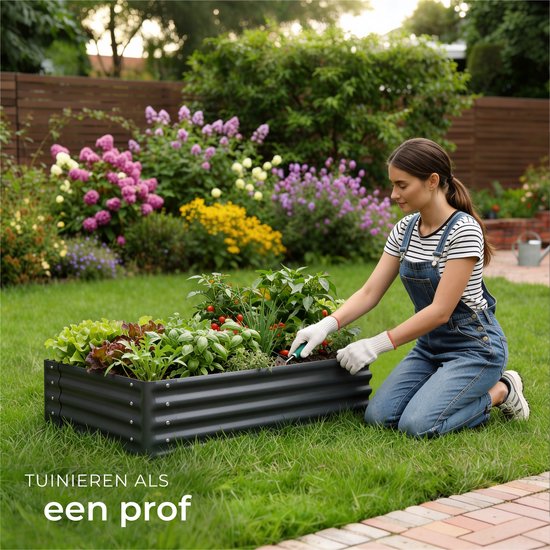 Jardinière surélevée tectake® - 80 x 60 x 30 cm - 130 L - Jardinières d'extérieur - Bac de culture - Bac potager - Acier galvanisé - Fond ouvert - Jardin d'herbes aromatiques - Bac de jardin - Ergonomique