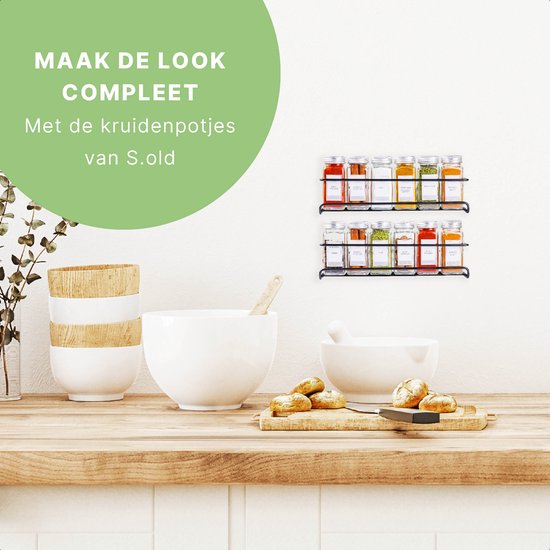 Portoir à herbes suspendu - Organisateur d'herbes - 4 Portoirs à herbes - Pour 24 pots d'herbes - Acier inoxydable Noir mat