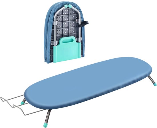 TTD® Table à repasser pliable sans ligne de pliage - Comprend une planche à manches et une boucle de suspension - Mini table à repasser avec porte-fer - Table à repasser de table pliable - Petite table à repasser pliable