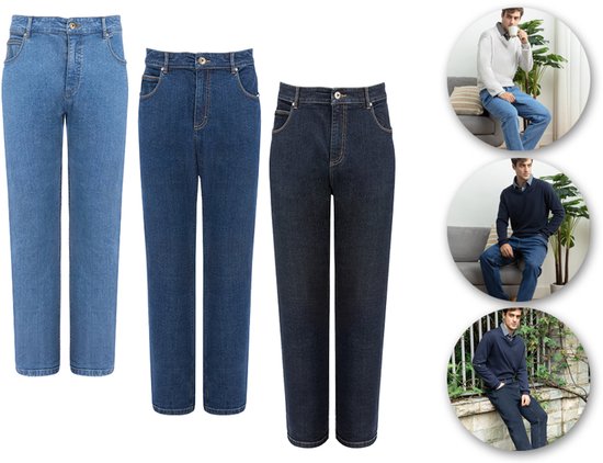 Milanoro - Pantalon Jeans Denim - L31 / L30 - Noir Bleu - Coupe droite avec jambes droites - Modèle intemporel à 5 poches - Confort optimal