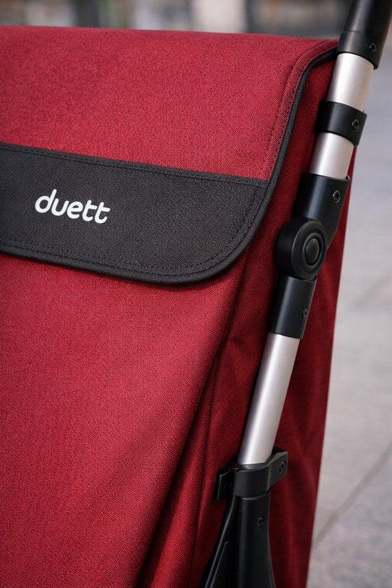 Chariot à courses Duett Muuvi Up - Capacité : 46 L - 4 roues - Pliable - Rouge bordeaux