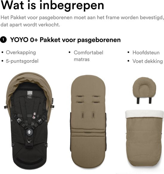 Stokke YOYO 0+ Newborn Pack, Toffee - Comprend un matelas, un pare-soleil extensible et un harnais à cinq points - Nécessite un châssis YOYO (vendu séparément)