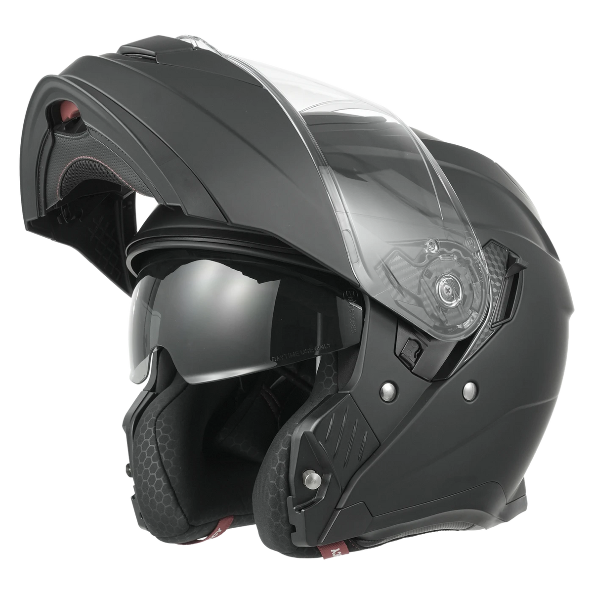 Casque moto à visière relevable MY Flip-Up – Certifié ECE 22.06 – Taille M – Noir mat et argent – ABS