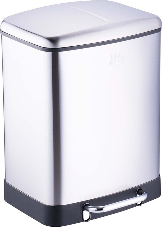 Dirt Devil Poubelle à pédale 12 litres - Poubelle salle de bain - Inox - Argent