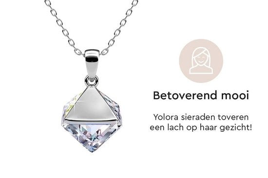 Yolora Collier pour dames avec pendentif et cristal Kalpa Camaka - couleur argent - plaqué or blanc 18 carats - emballage cadeau