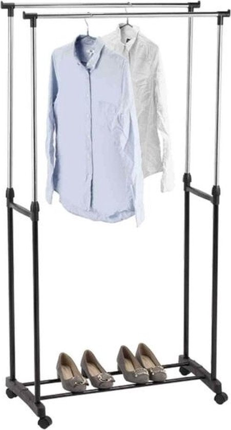 Porte-vêtements Haushalt - Double - Autoportant - Acier - Noir - 90/160 cm