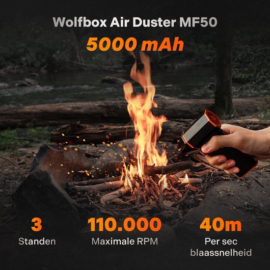 Souffleur électrique Wolfbox MF50 - 8,6 x 13 cm - 110 000 tr/min - 3 vitesses
