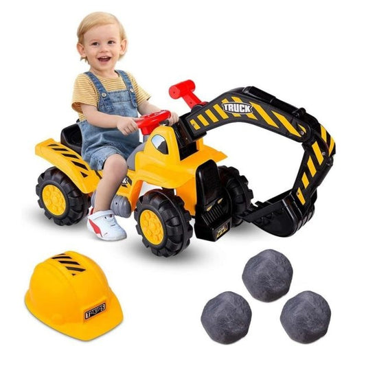 Siège de pelleteuse avec rangement intégré Pelleteuse pour enfants avec klaxon, pierre et casque inclus Sandbagger 89 x 44.5 x 30.5cm
