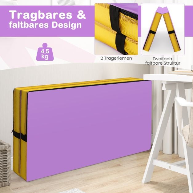 Tapis de gymnastique pliable Coast – 122 x 122 x 10 cm – Mousse EPE – Violet
