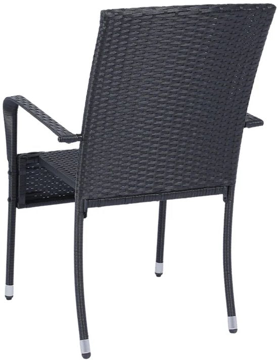 Chaises de jardin en polyrotan Yoro - 4 pièces - Noir - Empilable