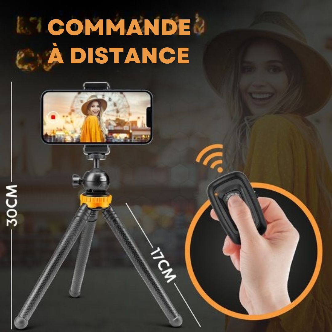 Trépied pour téléphone Studio ME - 25 cm - Flexible - pour appareil photo - Noir - Gorillapod - Support - Télécommande Bluetooth incluse