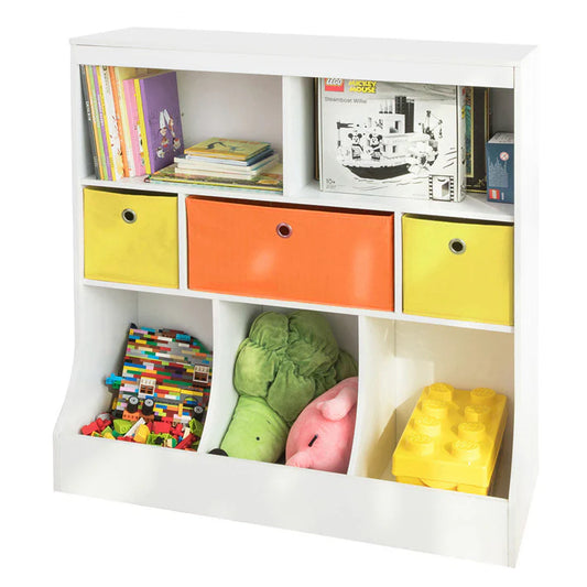 SoBuy - Bibliothèque pour enfants - Coffre à jouets - Etagère de rangement pour enfants - Blanc - 92x93x40cm - KMB26-W