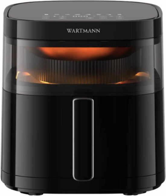 Wartmann Airfryer - Friteuse à air chaud sans PFAS avec fenêtre de visualisation - Nouveau modèle - 5,7 litres - 10 programmes - 1700 watts - Noir