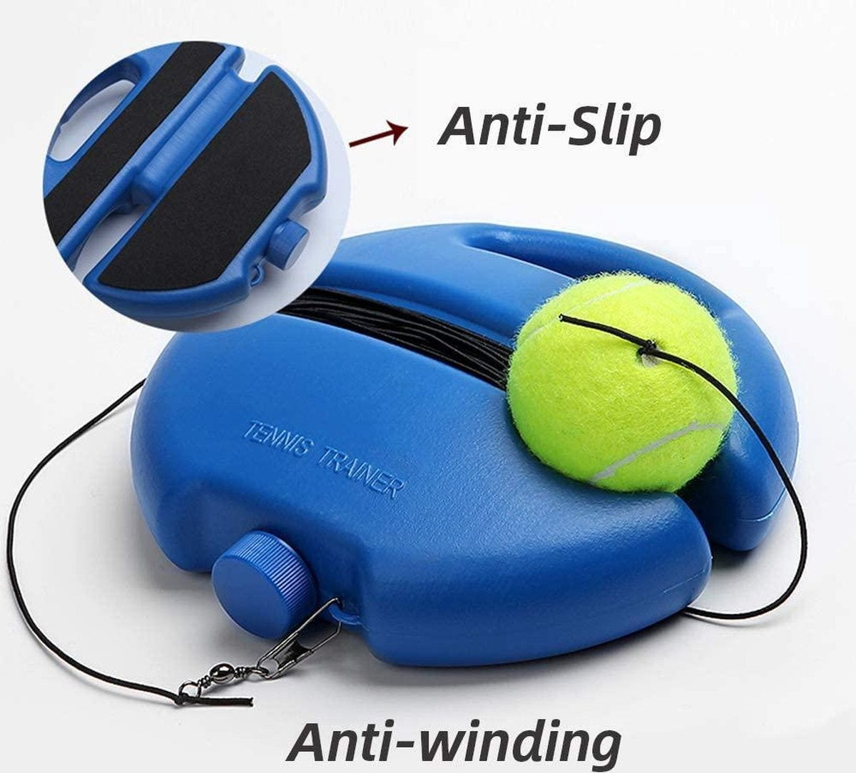 FitPure Tennis Trainer + balle de tennis GRATUITE avec élastique - Entraînement de tennis pour l'intérieur et l'extérieur - Très robuste - Facile à utiliser