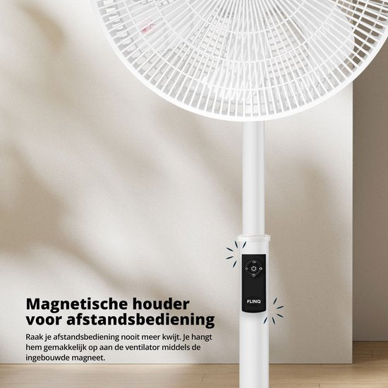 FlinQ Smart Fan - Ventilateur sur trépied - Ventilateur sur pied - Ventilateur silencieux avec rotation à 90° - contrôlé par application ou télécommande - Blanc