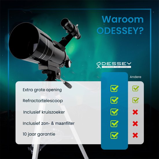 ODESSEY - Télescope - Voie Lactée Edition - Réflecteur - Zoom jusqu'à 150x - Noir