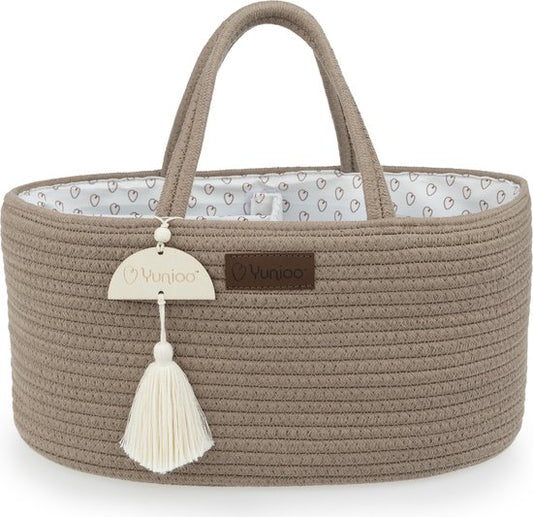 Yunioo® Sac à couches et panier à marchandises │ Panier à couches pour accessoires de chambre de bébé │ Organisateur de couches │ Panier de rangement de chambre de bébé │ Cadeau de maternité Baby Shower │Corbeille à jouets │ Marron