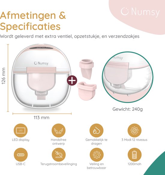 Tire-lait électrique Numsy mains libres - sans fil - sans BPA - double