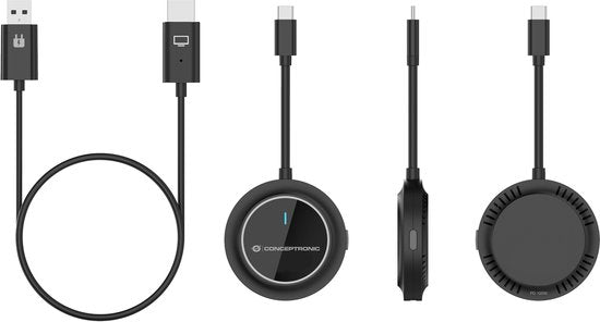 Conceptronic ATHERIC01B - Adaptateur d'écran sans fil - Kit d'adaptation sans fil USB-C vers HDMI 1080p - HDMI/USB - Dongle Full HD