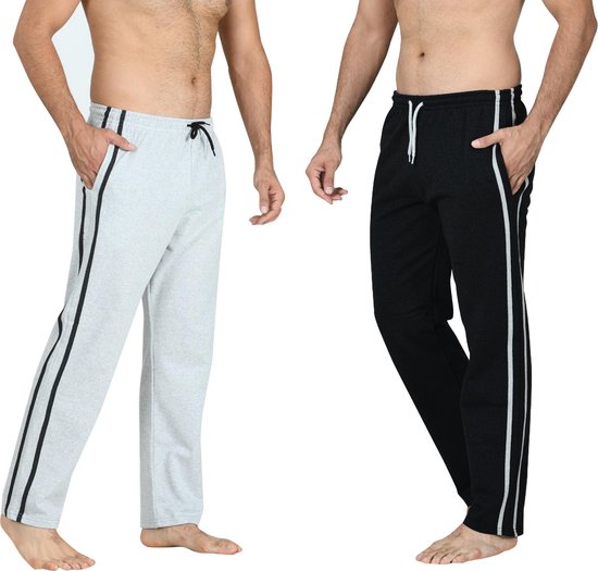 Pierre Calvini - Pantalon de survêtement homme - 2 Pack - Noir Gris - XXL
