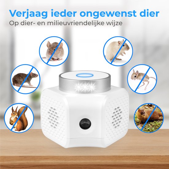 Nuvance - Répulsif à souris - Répulsif à ultrasons - Répulsif à rats - 360 degrés et 4 modes - Répulsif à ultrasons - Contrôle des souris - Blanc
