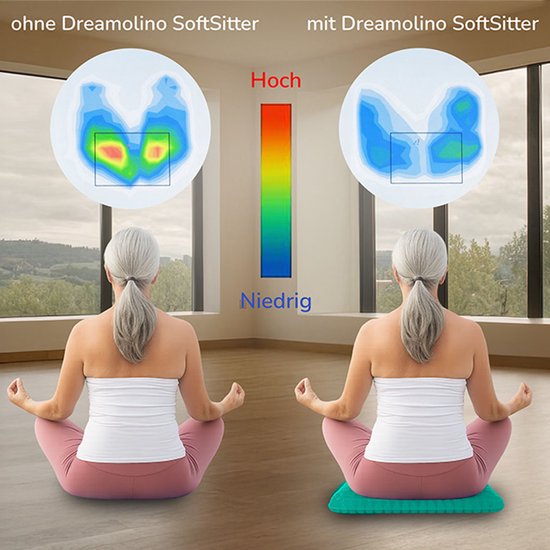 Coussin d'assise Dreamolino Soft Sitter  - 2 pièces -  Coussin en gel confortable au design alvéolé respirant – Répartit la pression et laisse passer l'air – Pour chaise, voiture, chaise de bureau et usage en extérieur – 42 × 37 × 3,5 cm